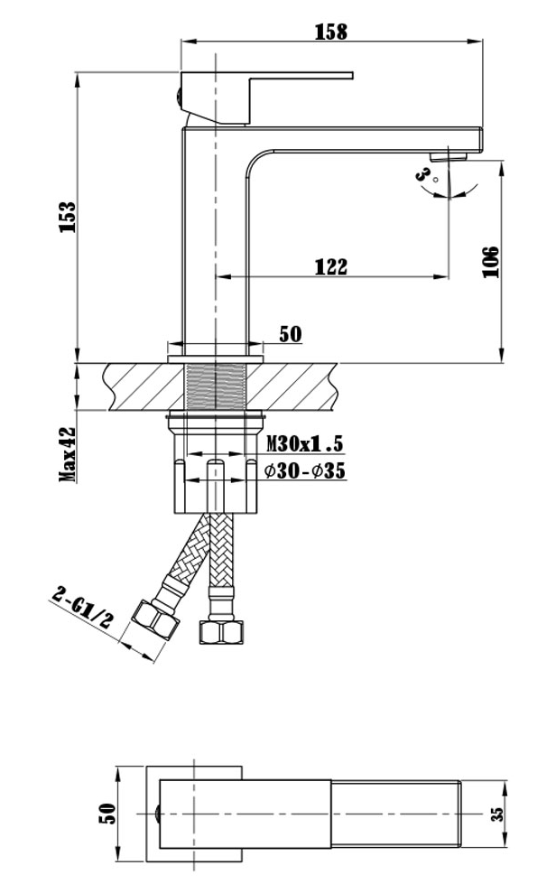 Смеситель для раковины Vincea Cube VBF-1C01