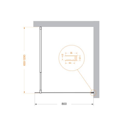 Душевая перегородка Belbagno KRAFT-L-1-80-C-Cr 80x195 прозрачная, хром