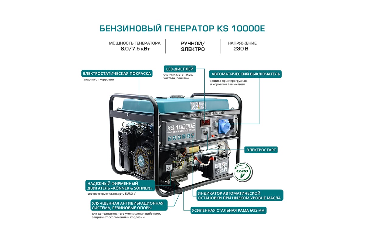 Бензиновый генератор Konner&Sohnen KS 10000E