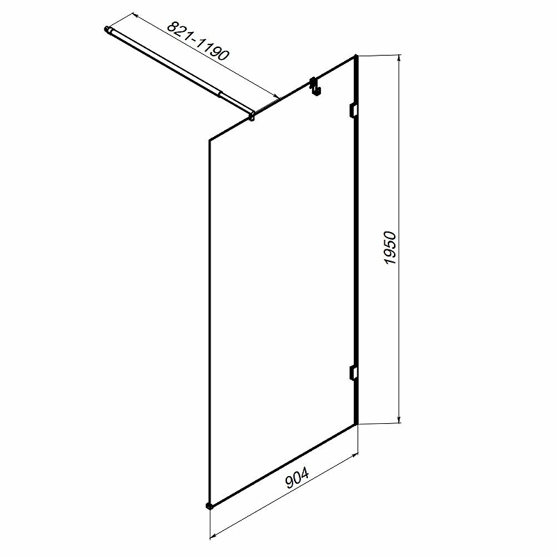 Душевая перегородка Am.Pm X-Joy W94WI-90-F1-BTE 90x195 черный матовый, прозрачное