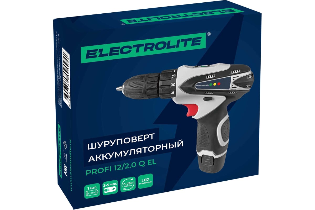 Аккумуляторный шуруповерт Electrolite PROFI 12/2.0 Q 4987