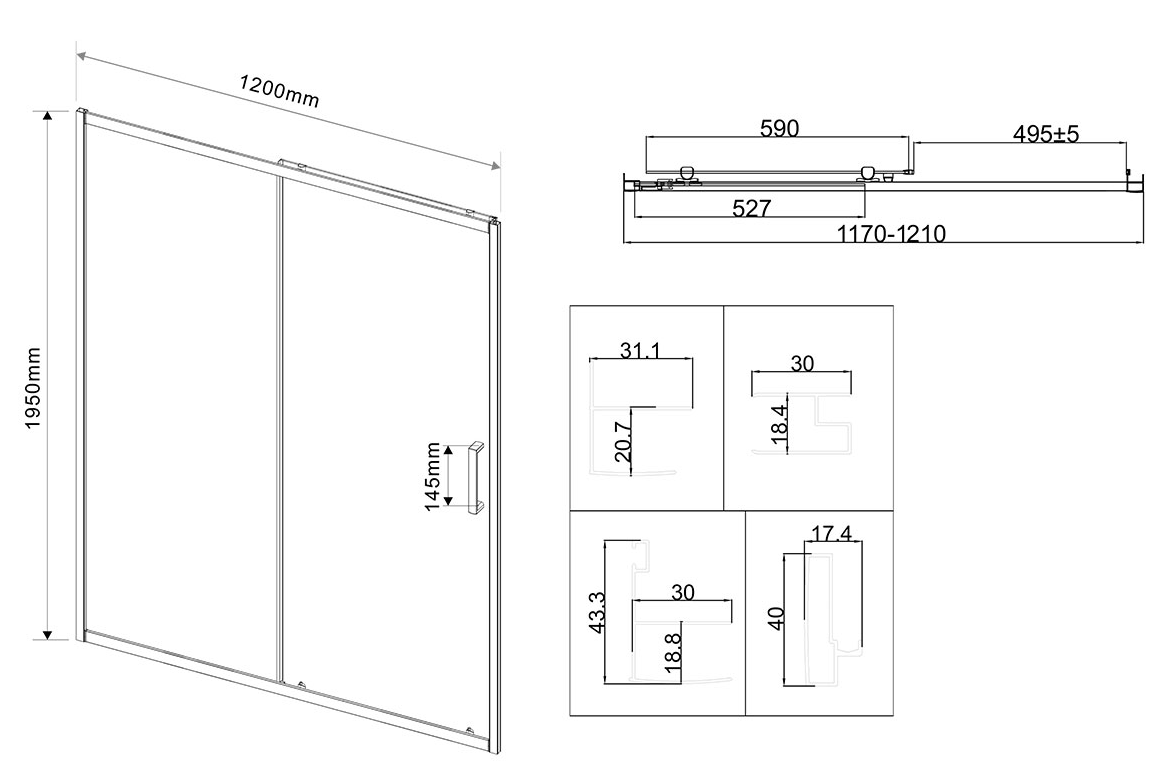 Душевая дверь Vincea City VDS-5CT120CLB 120x195 черный, прозрачная