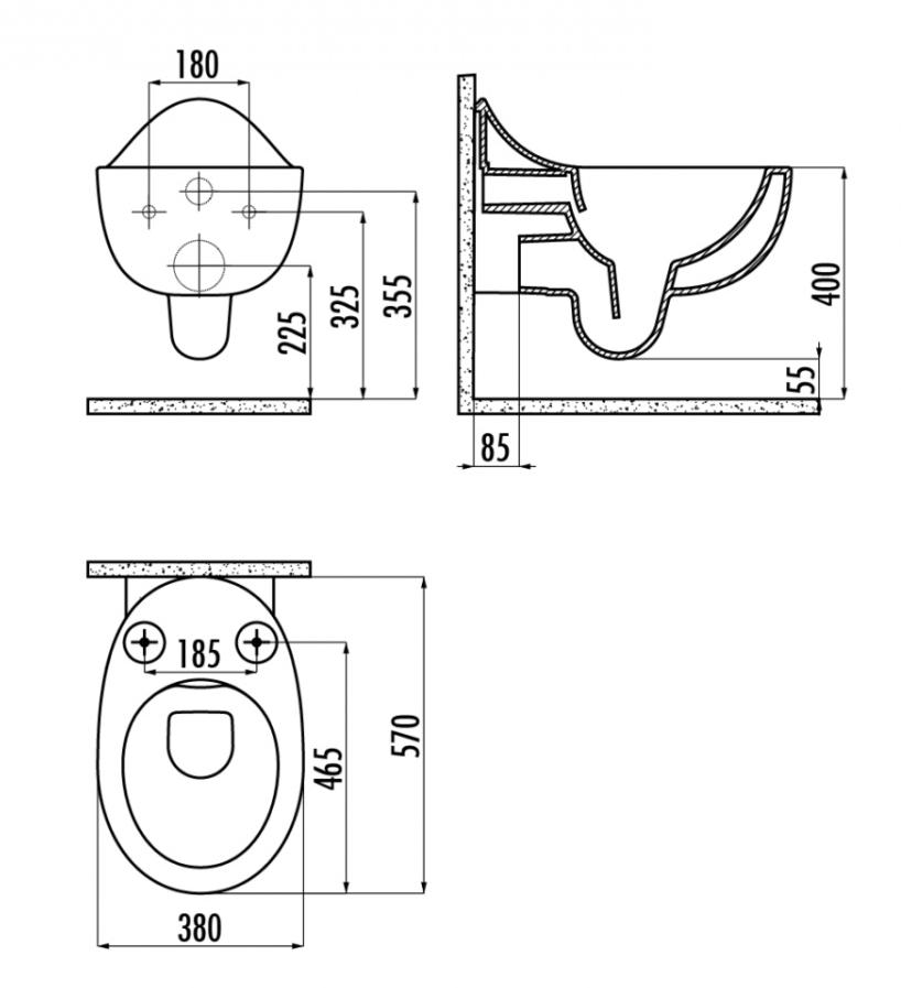 Подвесной унитаз Creavit Foglia FG321-11CB00E-0000 безободковый, белый