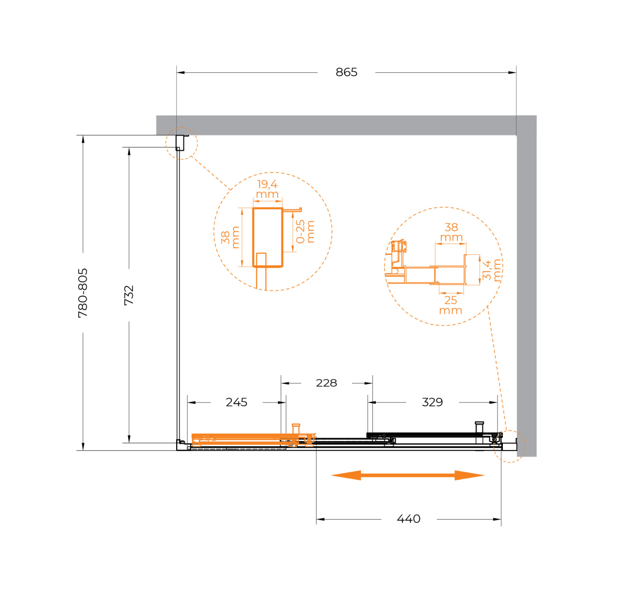 Душевой уголок Cezares MOLVENO-AHF-31-90/80-C-CR-IV 90x80 прозрачный, хром