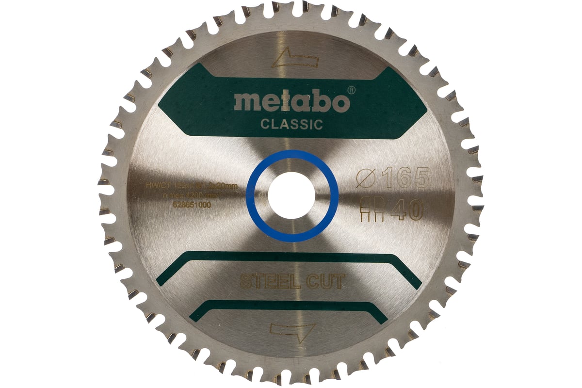 Диск пильный SteelCutClassic (165x20 мм; 40FZFA) Metabo 628651000