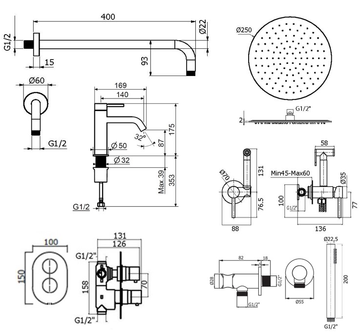 Душевой набор Plumberia IXO KITZXOT18CR53 хром