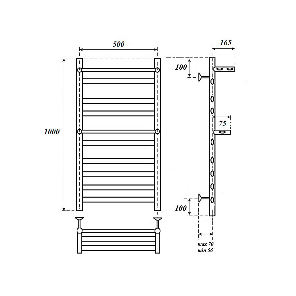 Полотенцесушитель электрический Point Артемида PN14150PE П8 50x100 c 2 полками, хром