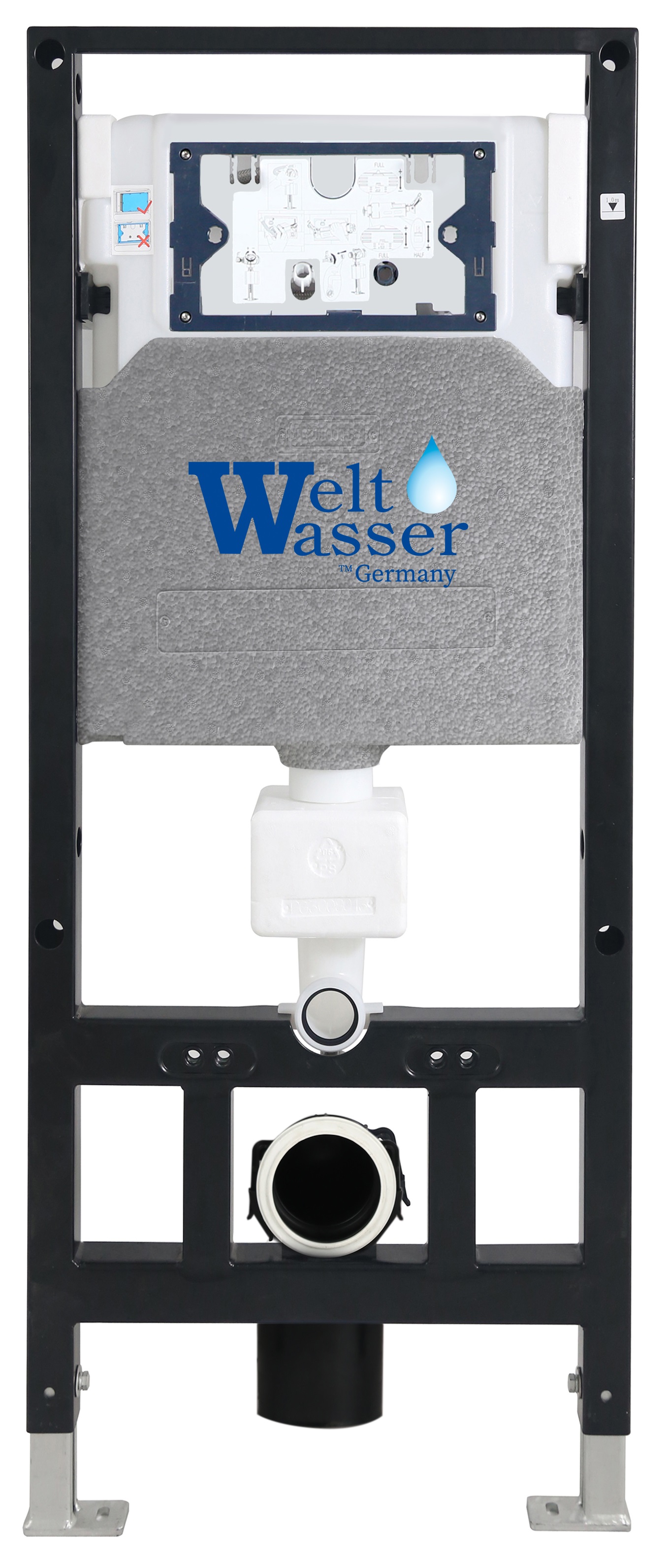 Комплект Weltwasser 10000011302 унитаз Merzbach 043 GL-WT + инсталляция + кнопка Amberg RD-BL
