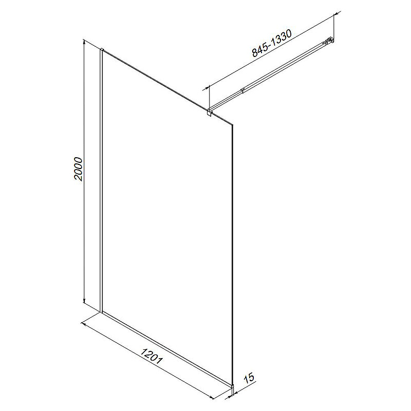 Душевая перегородка Am.Pm Func W84WI-120-F1-BTE 120x200 черный матовый, прозрачное