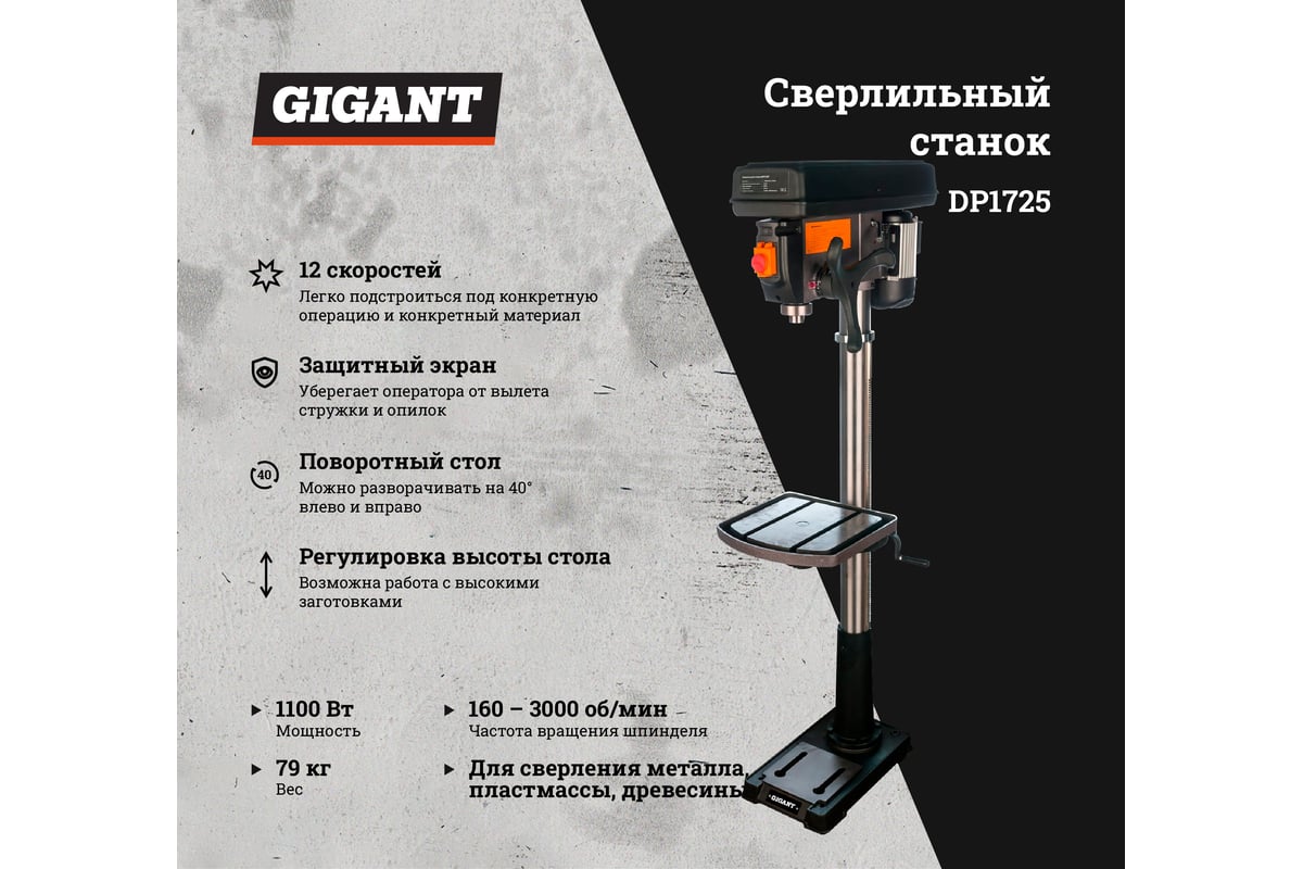 Сверлильный станок 1100Вт Gigant DP1725