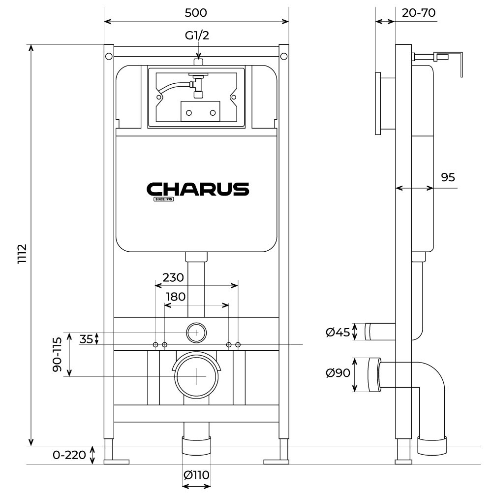 Инсталляция для унитаза Charus CC.300.80.01