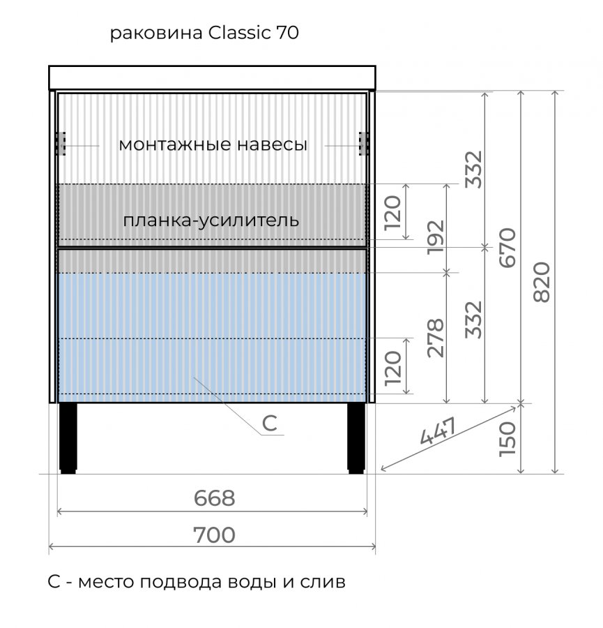 Мебель для ванной Style Line Стокгольм 70 см напольная белый софт