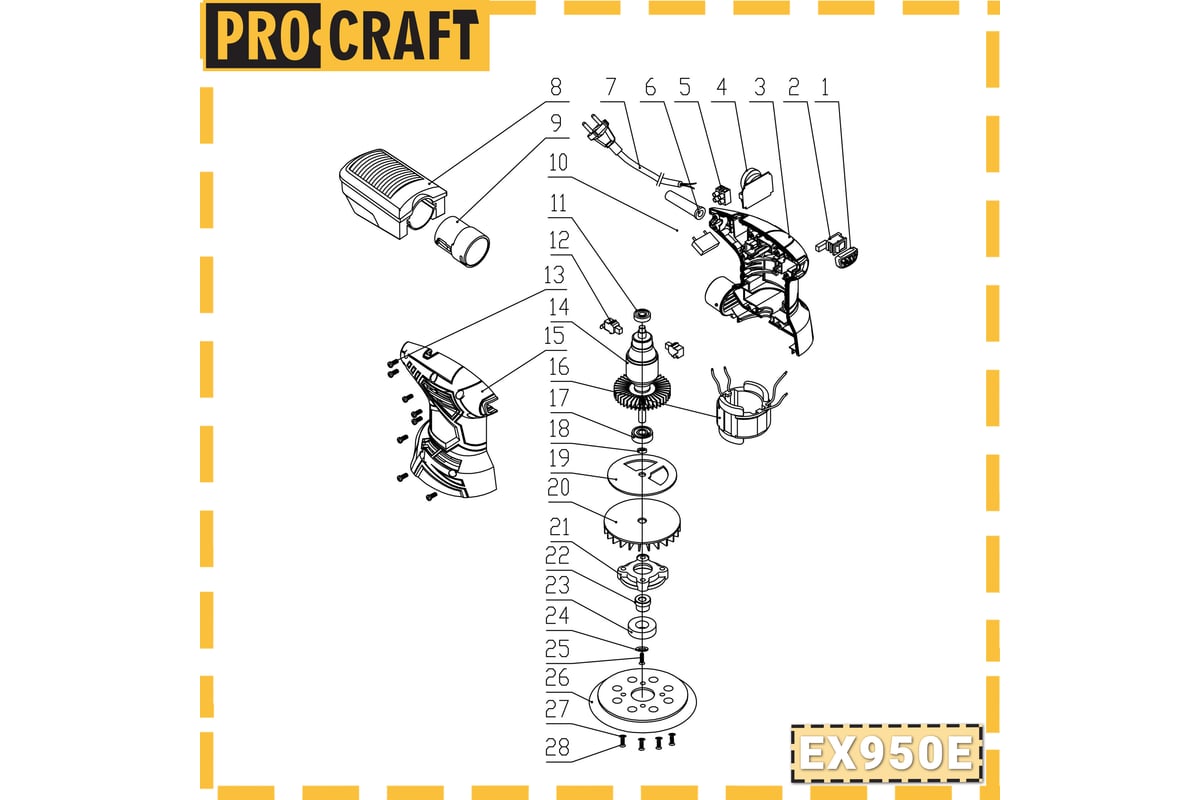 Шлифовальная машина эксцентриковая PROCRAFT EX950E