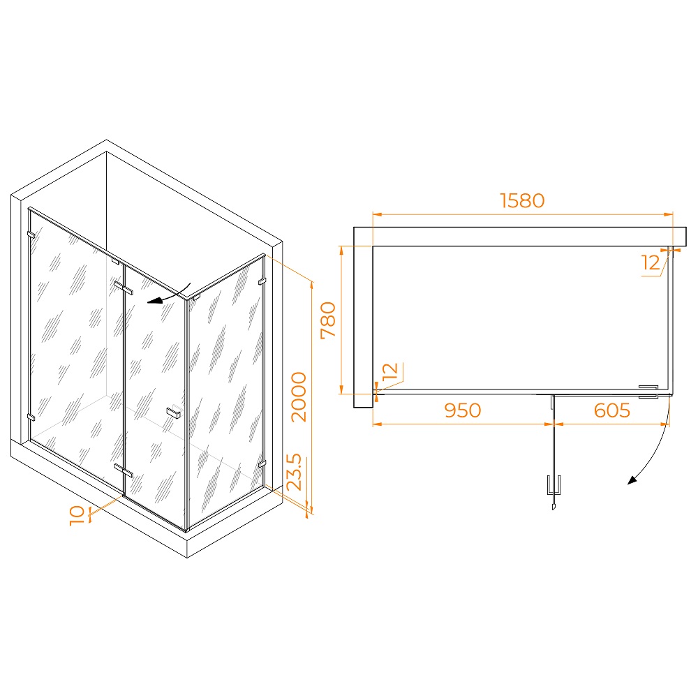 Душевой уголок RGW Stilvol SV-040B 160x80 черный, прозрачное 353204068-14