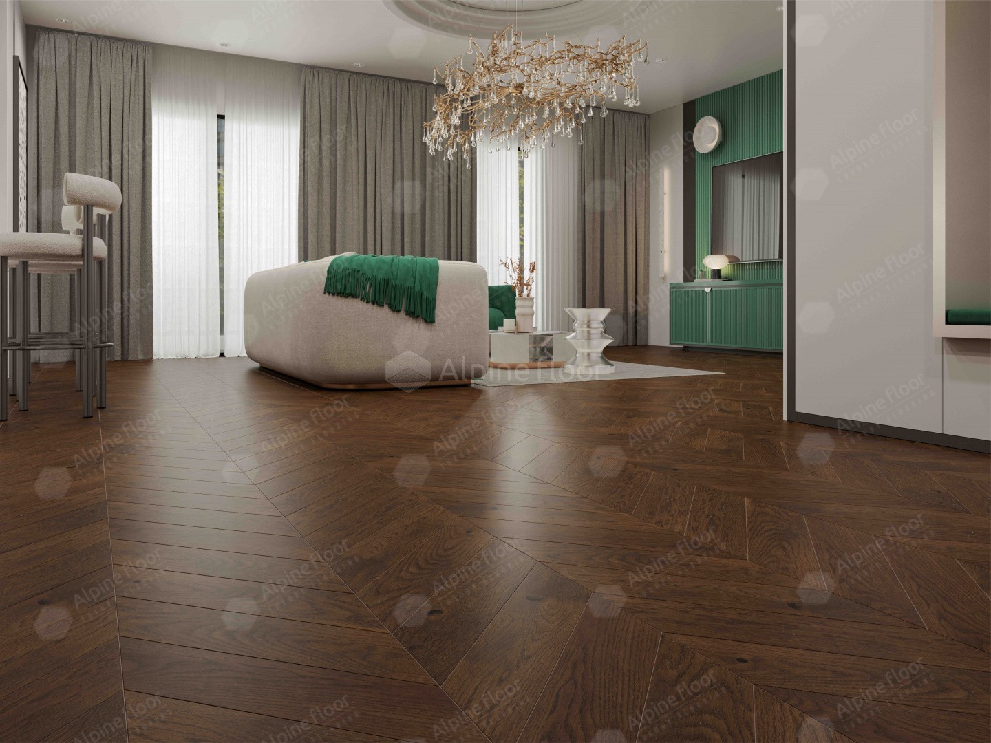 Инженерная доска Alpine Floor Chateau Дуб Тобакко 600x120x12 мм, EW203-08