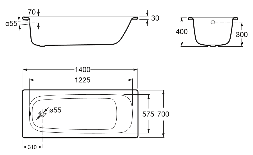 Стальная ванна Roca Contesa 140x70