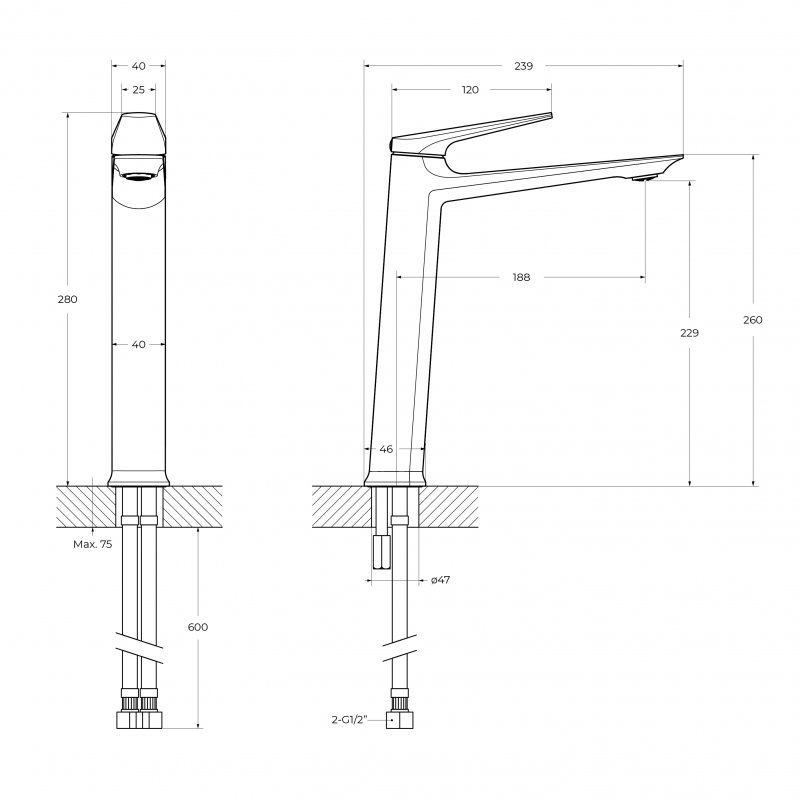 Смеситель для раковины Cezares LINER-LC-01-W0 хром