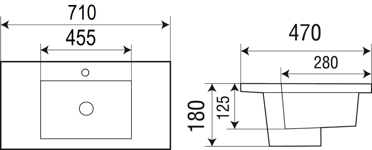 Раковина WeltWasser Deilbach 7506-70 70 см, 10000003901 белый