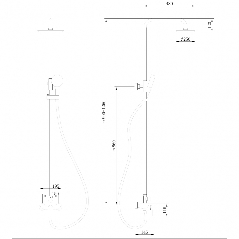 Душевая стойка Abber Weiss Insel AF8020W хром/белый