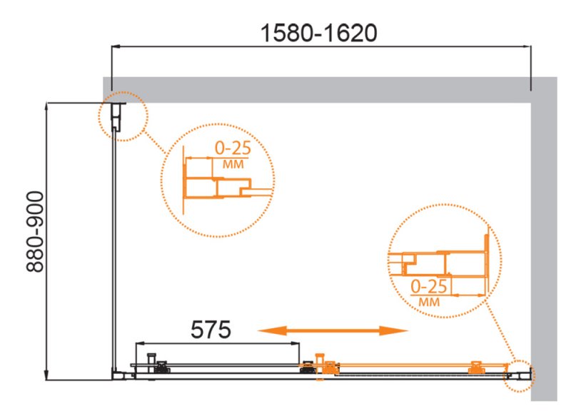 Душевой уголок Cezares MOLVENO-AH-11-160/90-C-BORO-IV 160x90 прозрачный, брашированное золото