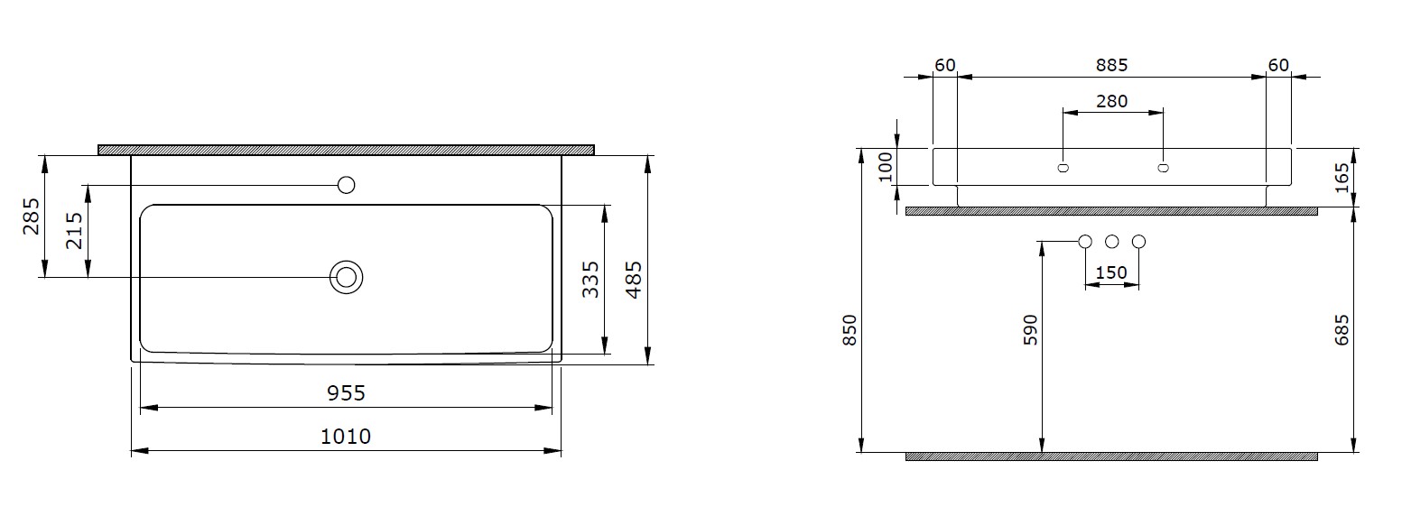 Раковина Bocchi Scala Arch 1079-001-0126 101 см