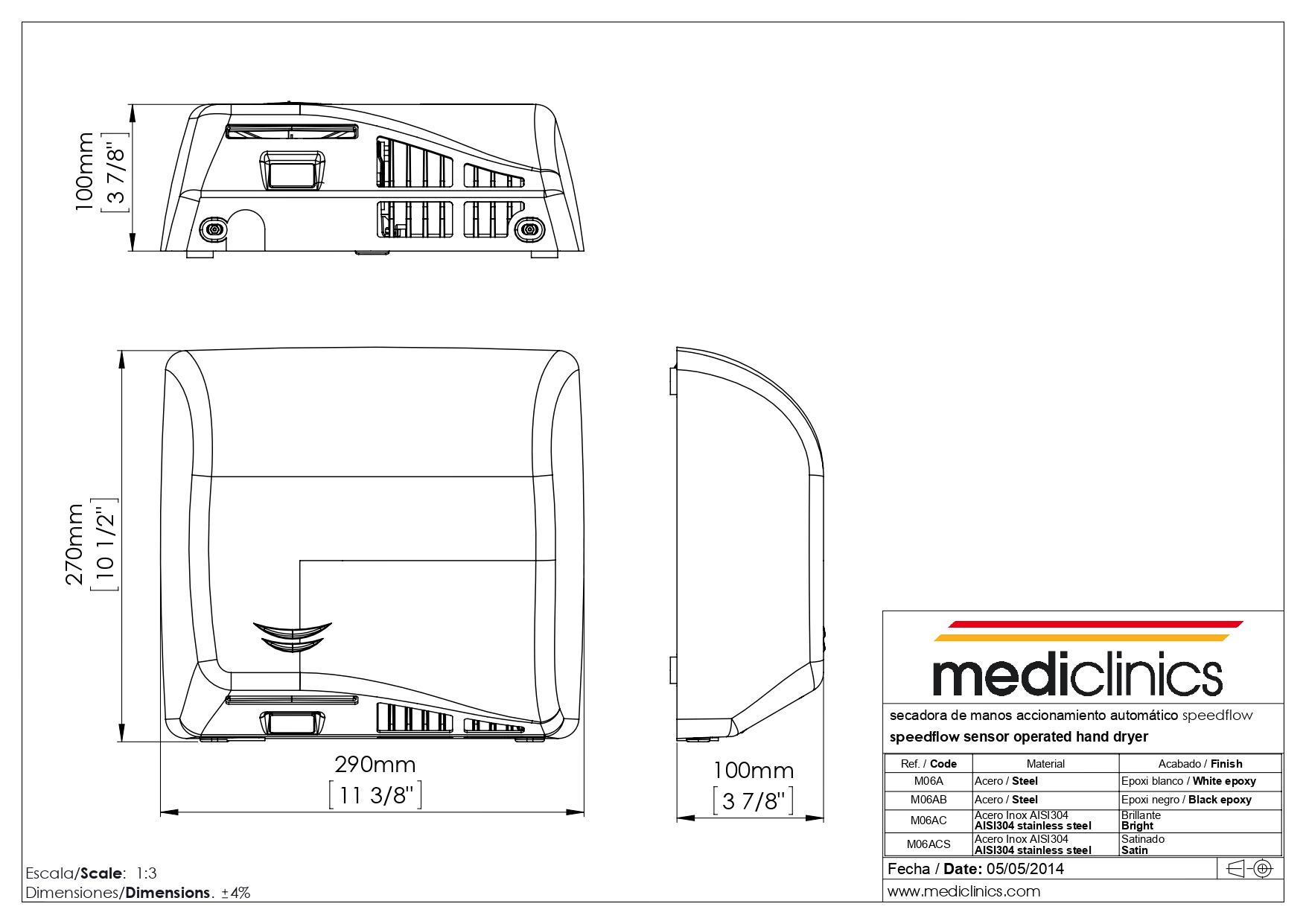 Сушилка для рук Mediclinics Saniflow M06AB черный