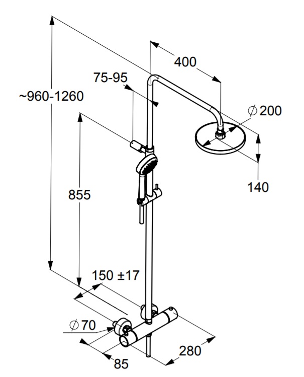 Душевая стойка Kludi Logo Dual Shower System 6809505-00, термостат