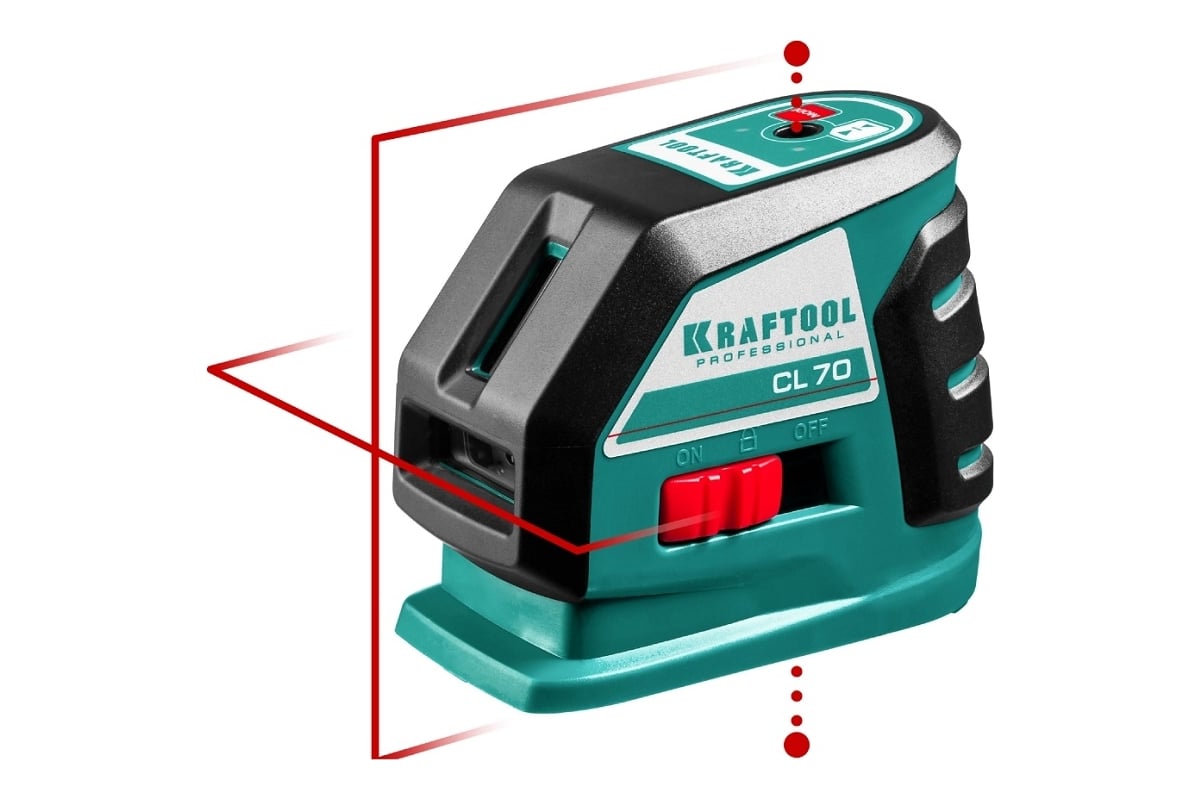 Лазерный линейный нивелир Kraftool CL-70 20м / 70м /детектор/, сверхъяркий IP54 34660