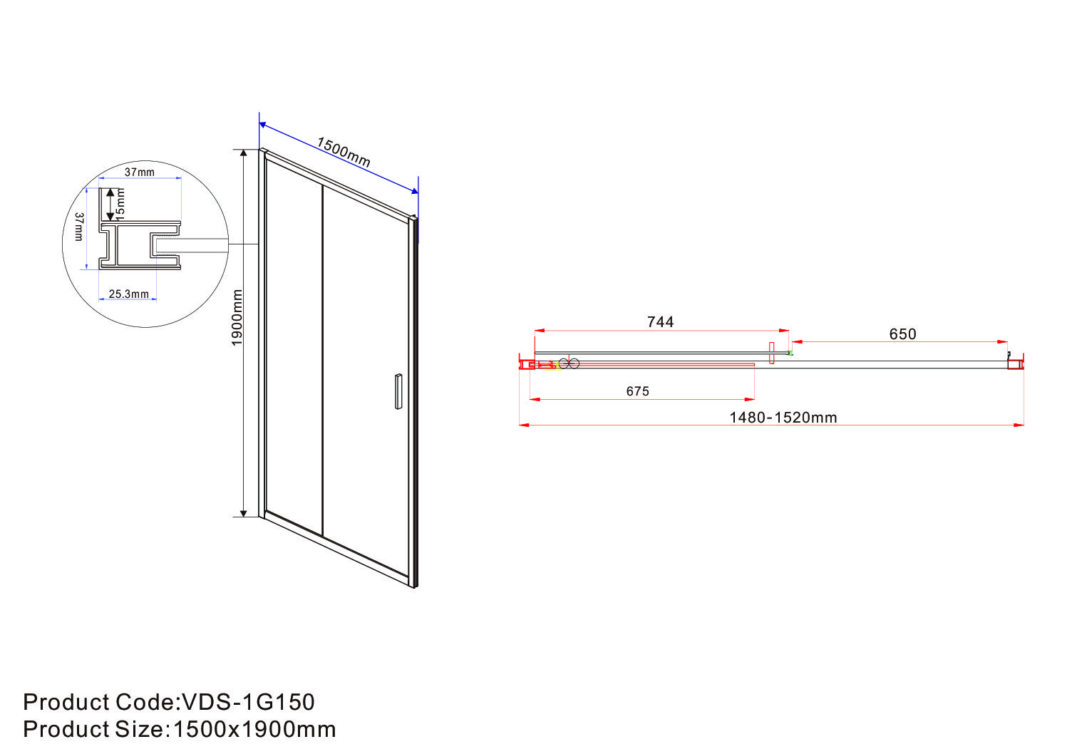 Душевая дверь Vincea Garda VDS-1G150CL 150x190 хром, прозрачное