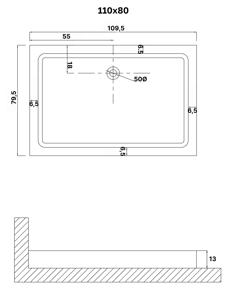 Поддон для душа Niagara Eco NG-P1180-14Q 110x80 белый