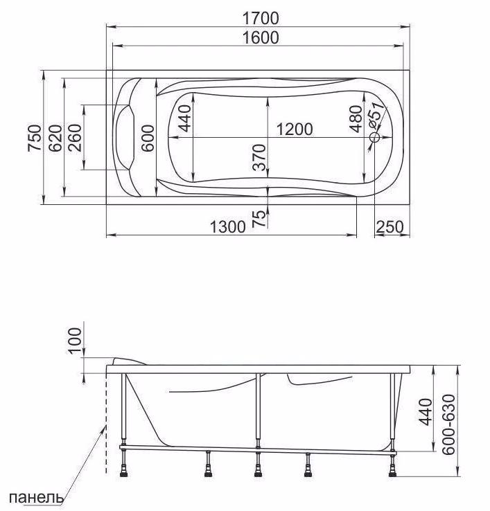 Акриловая ванна Marka One Dipsa 170x75