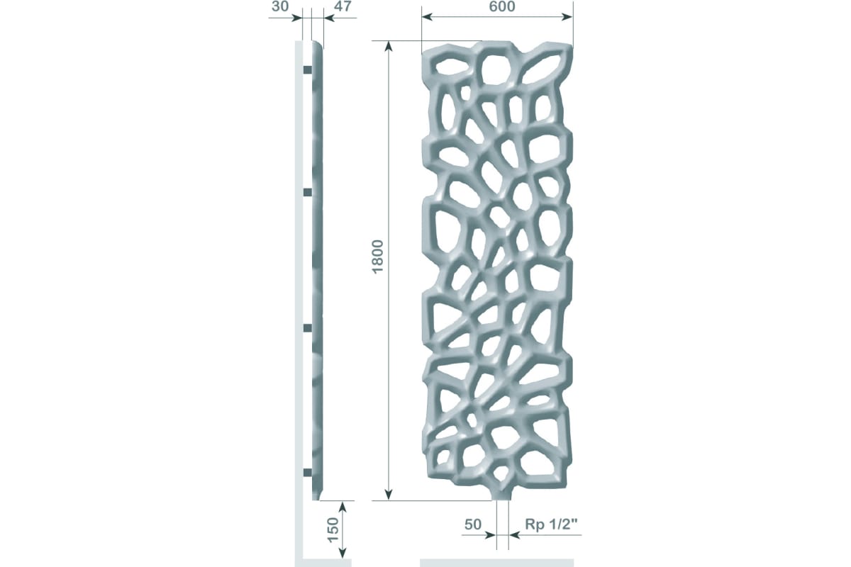 Дизайн-радиатор Primoclima Geom 1800 RAL9016