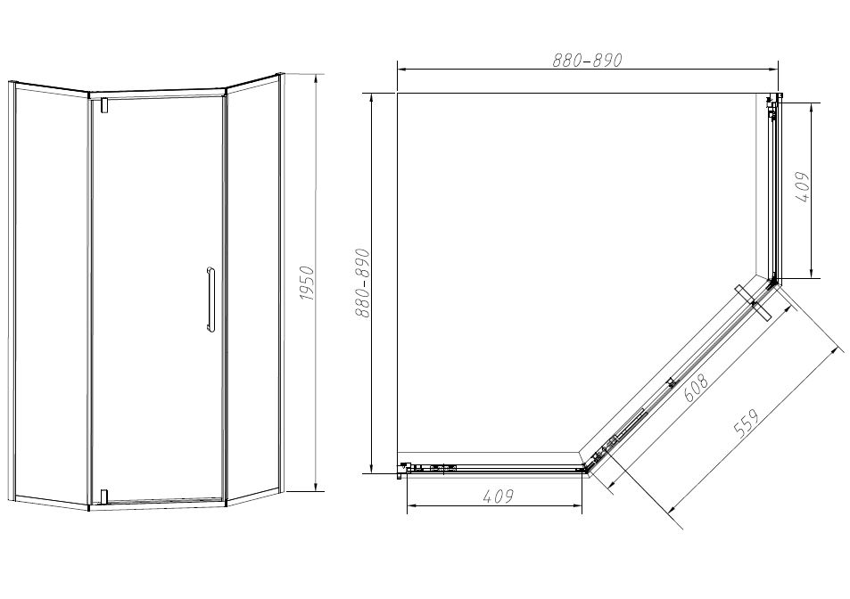 Душевой уголок Vincea Slim-N VSP-4SN900CLGM 90x90 вороненая сталь, прозрачный