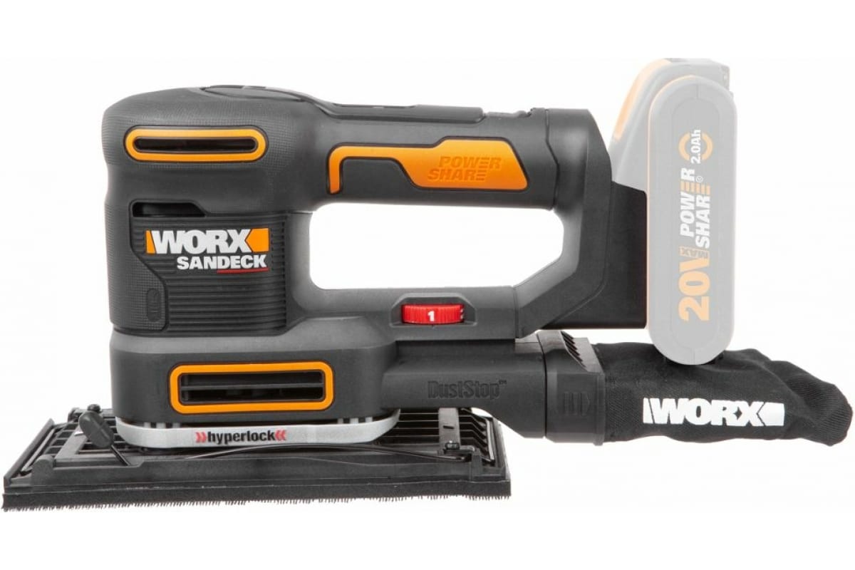 Аккумуляторная виброшлифмашина Worx WX820.9