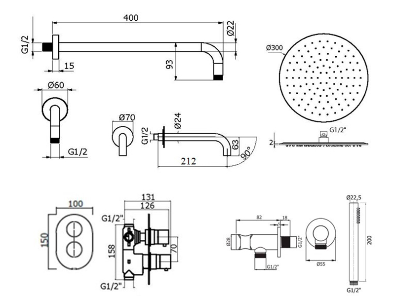 Душевой набор Plumberia IXO KITXOT19CR60KING хром