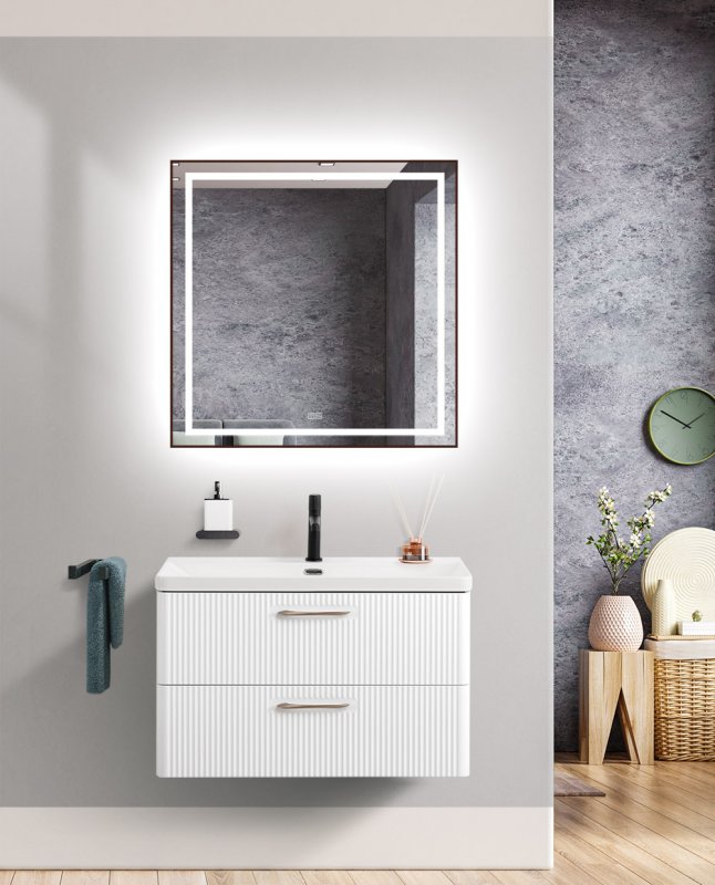 Тумба с раковиной BelBagno Due 80 см Bianco Lucido