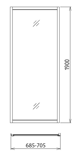 Боковая стенка Gemy A70M 70x190, стекло матовое, хром