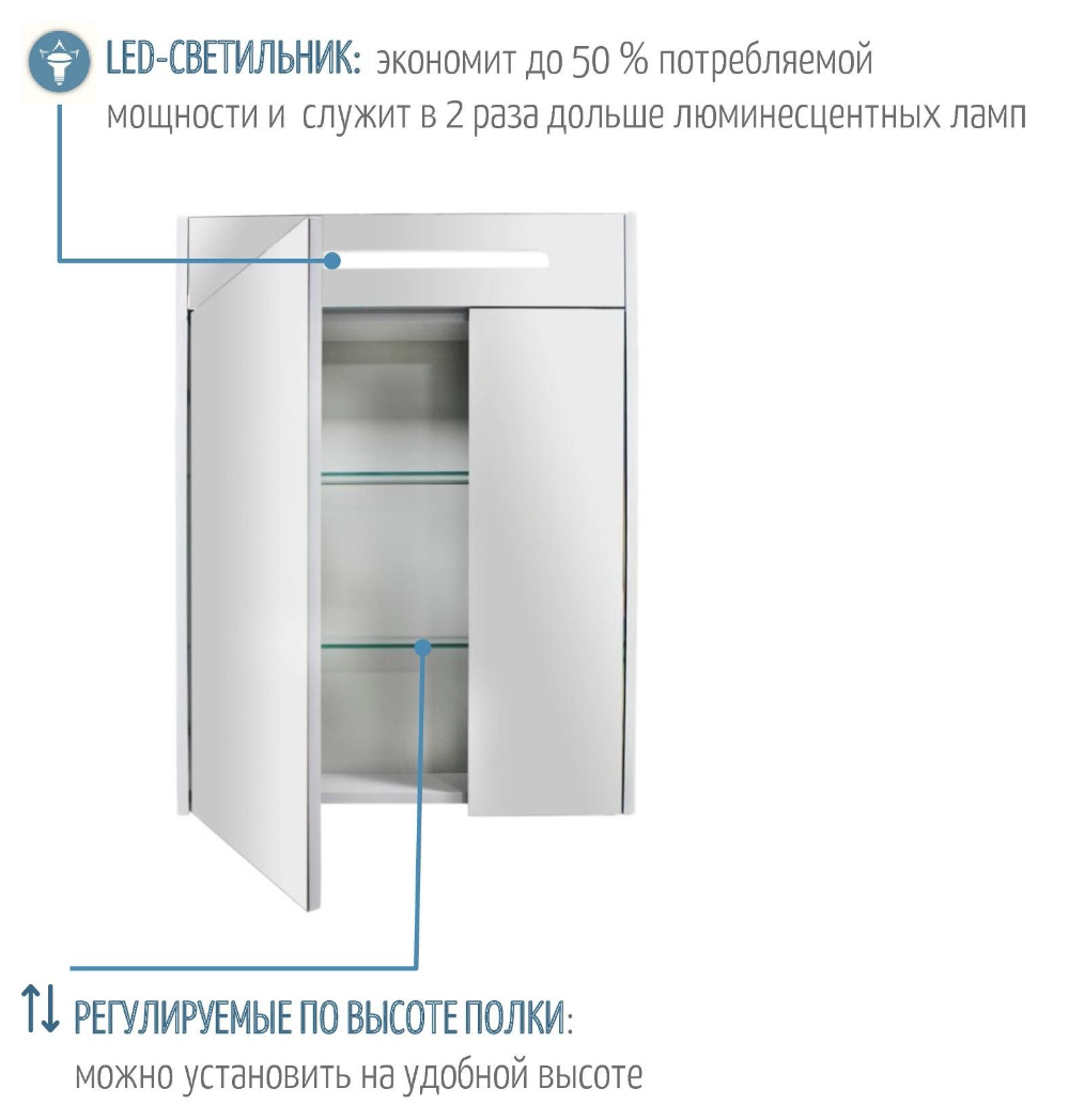 Зеркальный шкаф Акватон Сильва 60 см дуб фьорд