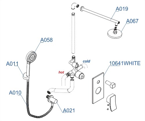 Душевой набор WasserKRAFT Aller A16067WHITE