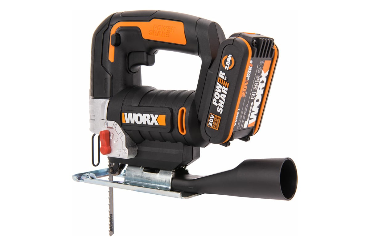 Аккумуляторный лобзик Worx 20 В, 1x2 Ач, кейс WX543