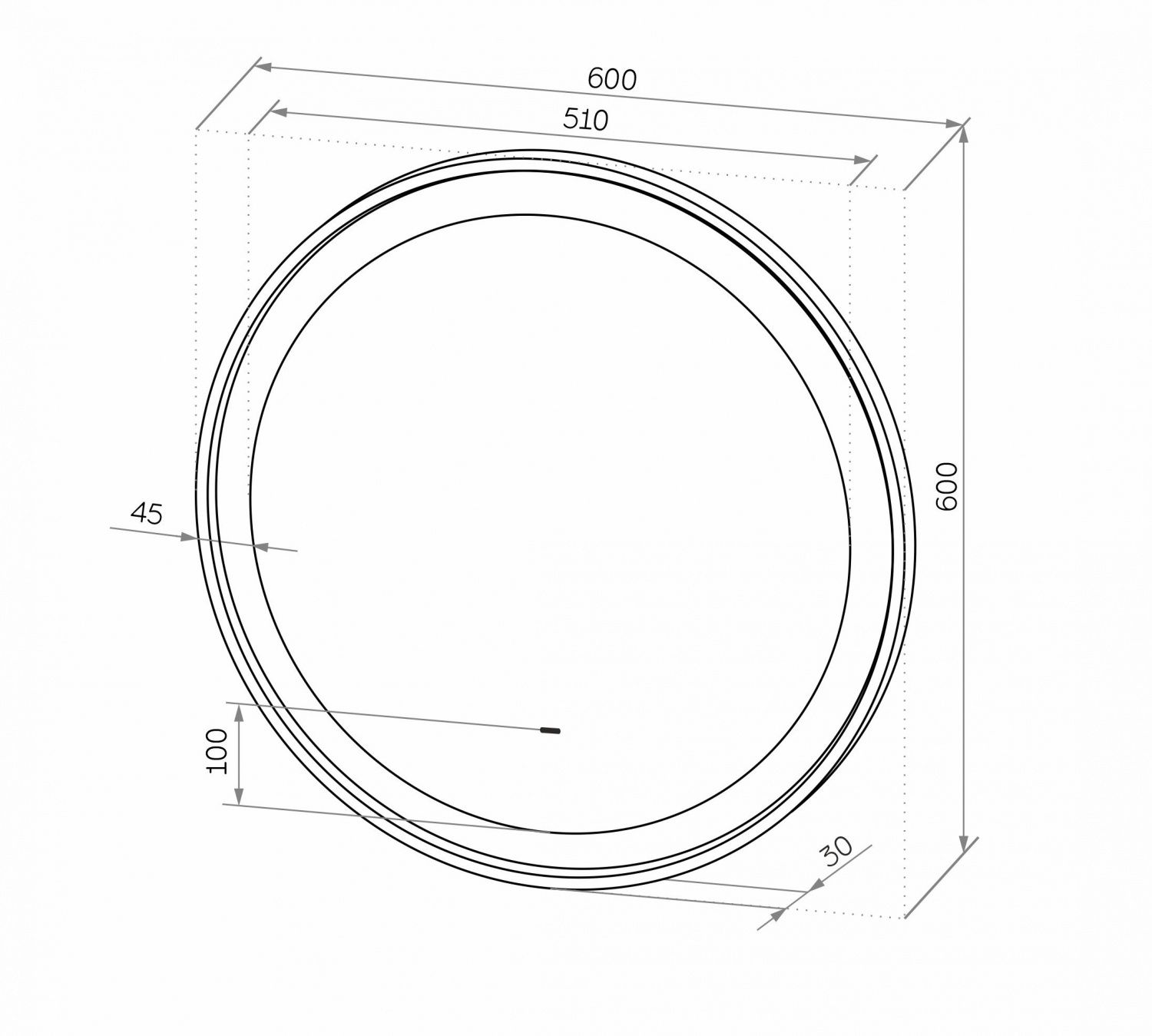 Зеркало Art&Max Napoli AM-Nap-600-DS-F-Grey 60x60 см, с подсветкой, серый матовый