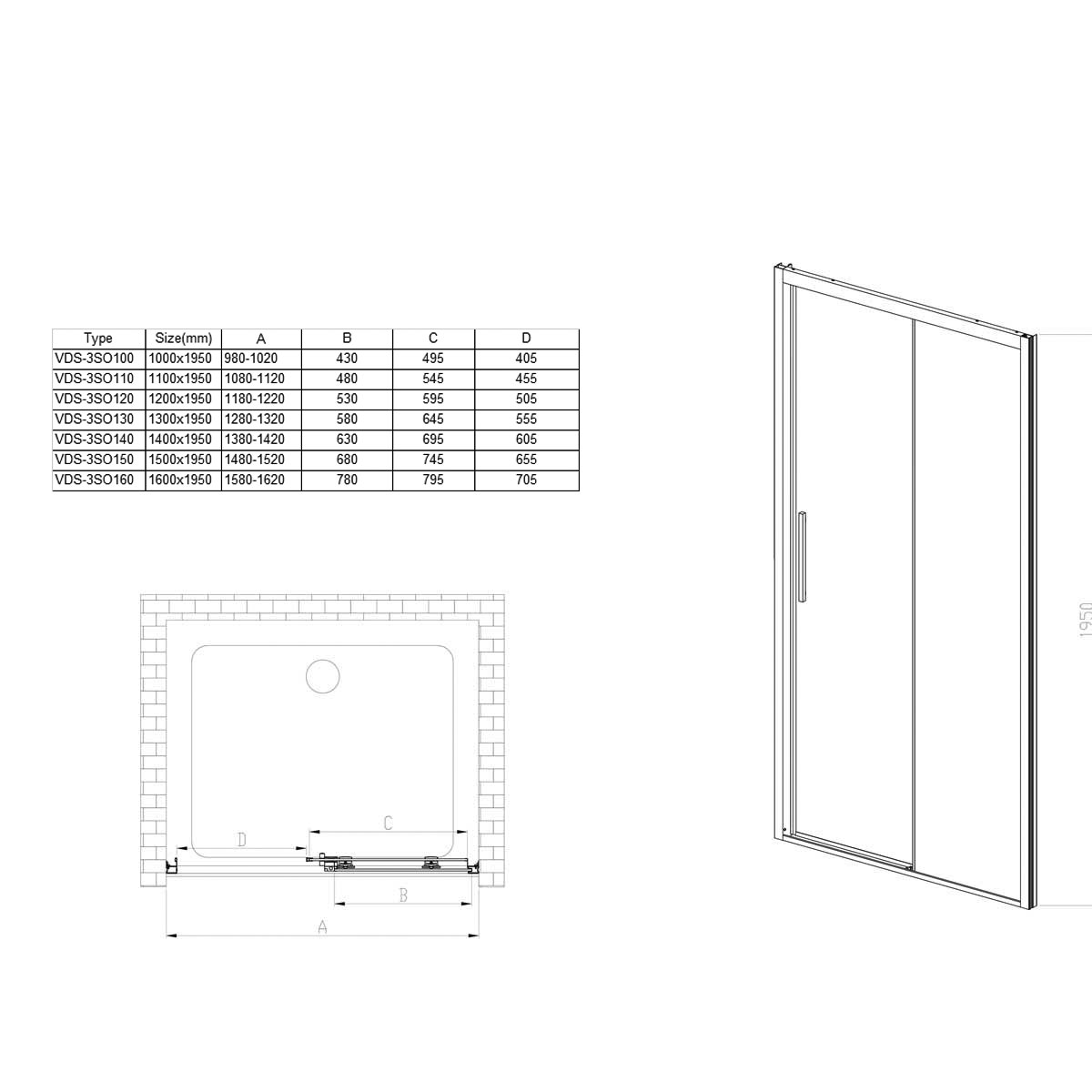 Душевая дверь Vincea Soft VDS-3SO130CLB 130x195 черный, прозрачная