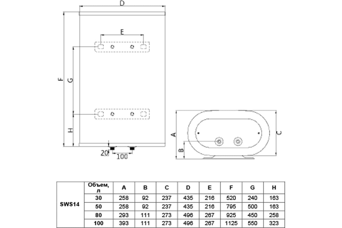 Накопительный водонагреватель Hyundai H-SWS14-30V-UI554