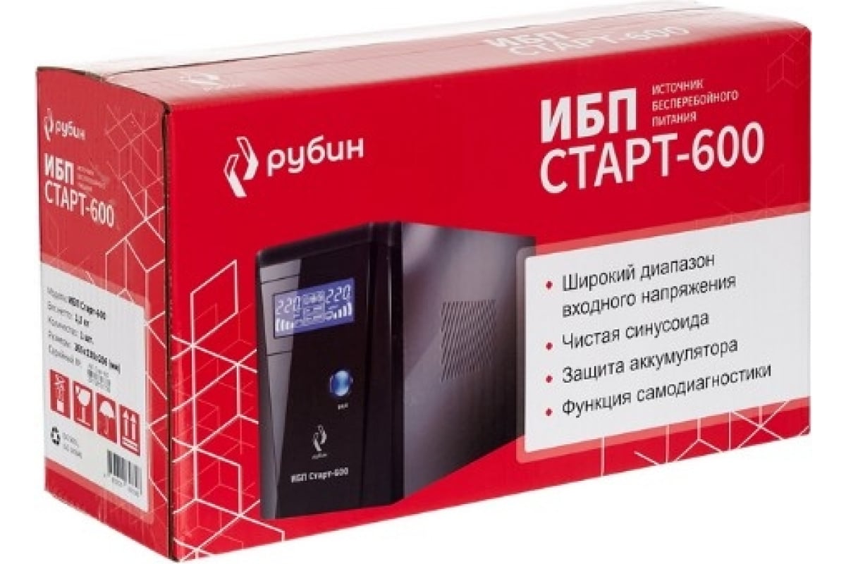 Комплект ибп старт 600 + акб 12-100 Рубин РЭ-СТАРТ600/100