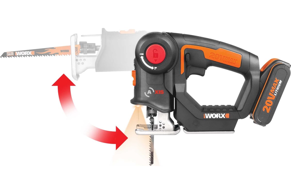 Аккумуляторный лобзик-сабельная пила Worx WX550