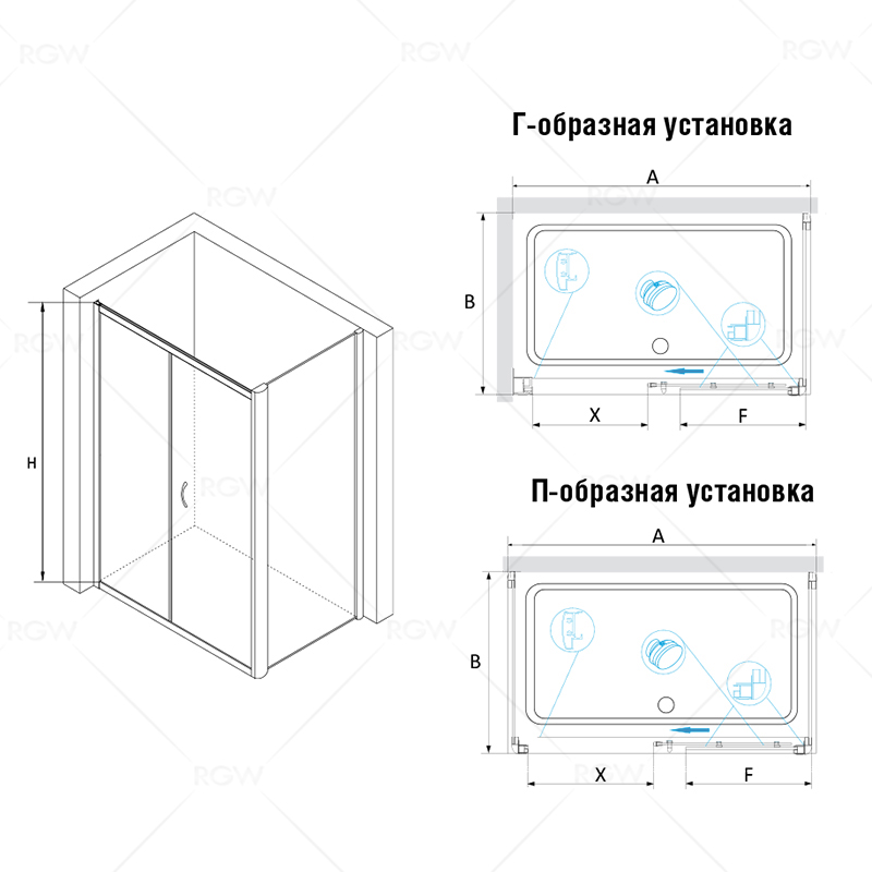 Душевой уголок RGW Passage PA-42 140x80 хром, матовое