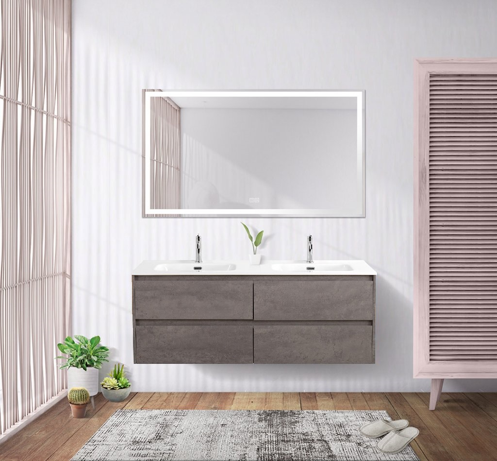 Тумба с раковиной BelBagno Kraft 140 см, 4 ящика Cemento Grigio