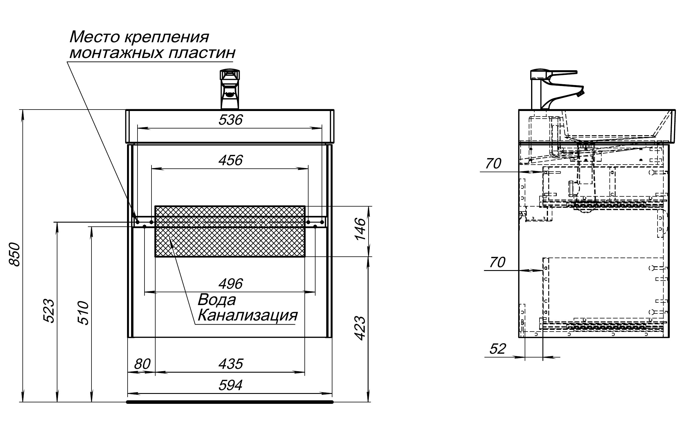 Тумба с раковиной Aquanet Бруклин 60 см, антрацит матовый