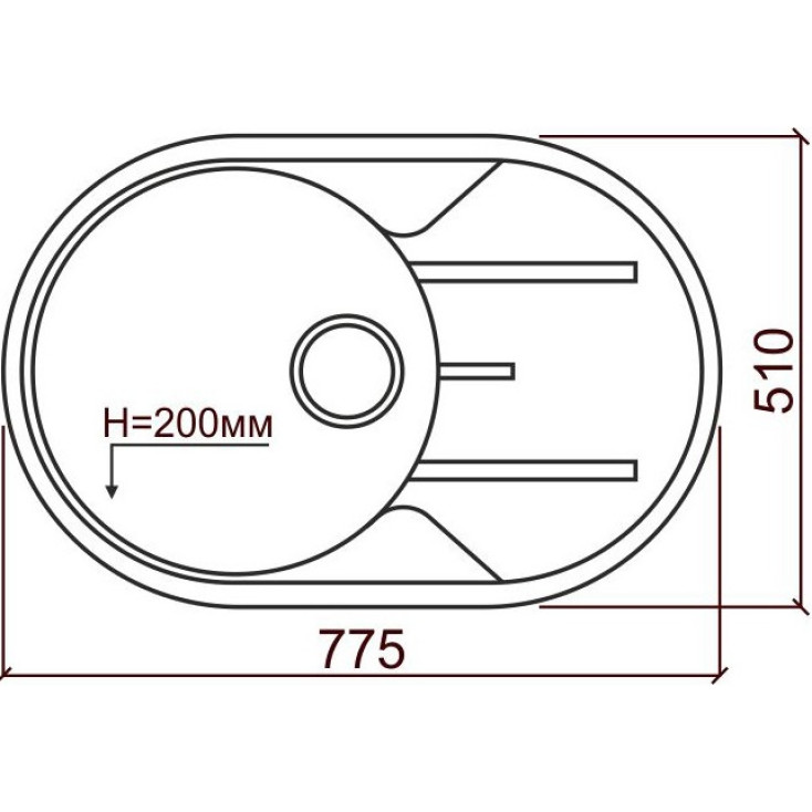 Кухонная мойка Tolero R-116 №001 77.5 см серый металлик