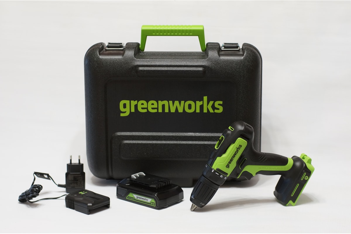 Аккумуляторная дрель-шуруповерт GreenWorks GD24DD35K2 3704007UA